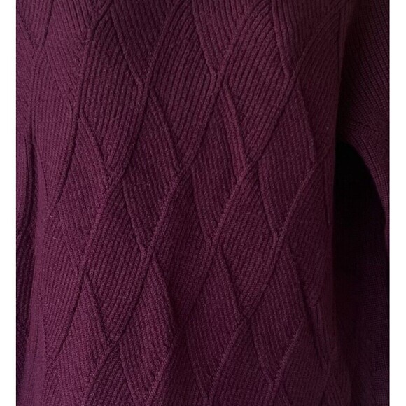 Talbots Size‎ 1X Soft Cowlneck Diamond Motif Knit Pullover Sweater Maroon - Picture 3 of 9